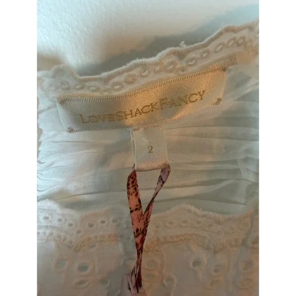LoveShackFancy Preslina Dress True White Eyelet Lace Mini Square Neck Size 2 NEW - Picture 3 of 12